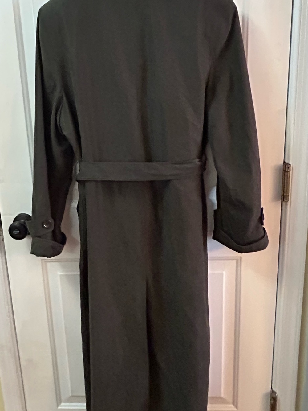 VIEMA Vintage Olive Green Maxi Trench Coat Belted Size Euro 50 (US 16W) - Picture 3 of 5
